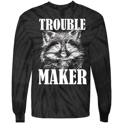 Trouble Maker Funny Raccoon Tie-Dye Long Sleeve Shirt