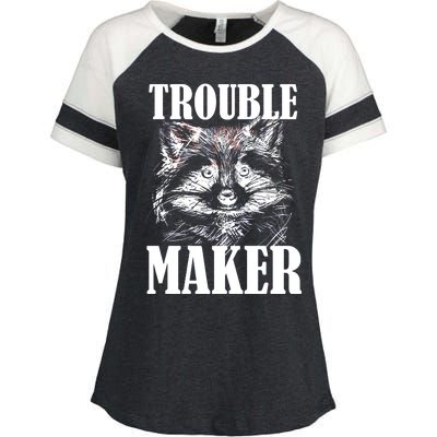 Trouble Maker Funny Raccoon Enza Ladies Jersey Colorblock Tee