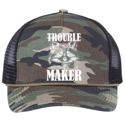 Trouble Maker Funny Raccoon Retro Rope Trucker Hat Cap