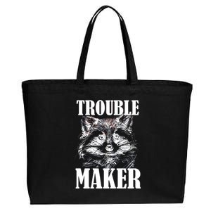 Trouble Maker Funny Raccoon Cotton Canvas Jumbo Tote