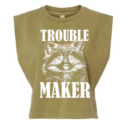 Trouble Maker Funny Raccoon Garment-Dyed Women's Muscle Tee