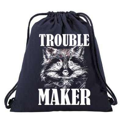 Trouble Maker Funny Raccoon Drawstring Bag