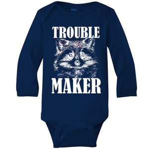 Trouble Maker Funny Raccoon Baby Long Sleeve Bodysuit