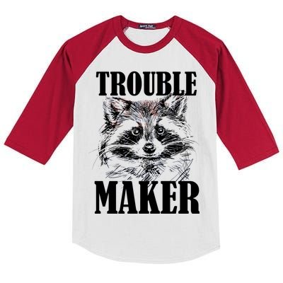 Trouble Maker Funny Raccoon Kids Colorblock Raglan Jersey