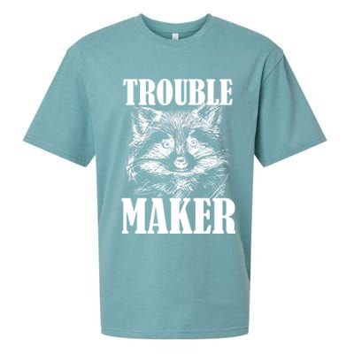 Trouble Maker Funny Raccoon Sueded Cloud Jersey T-Shirt