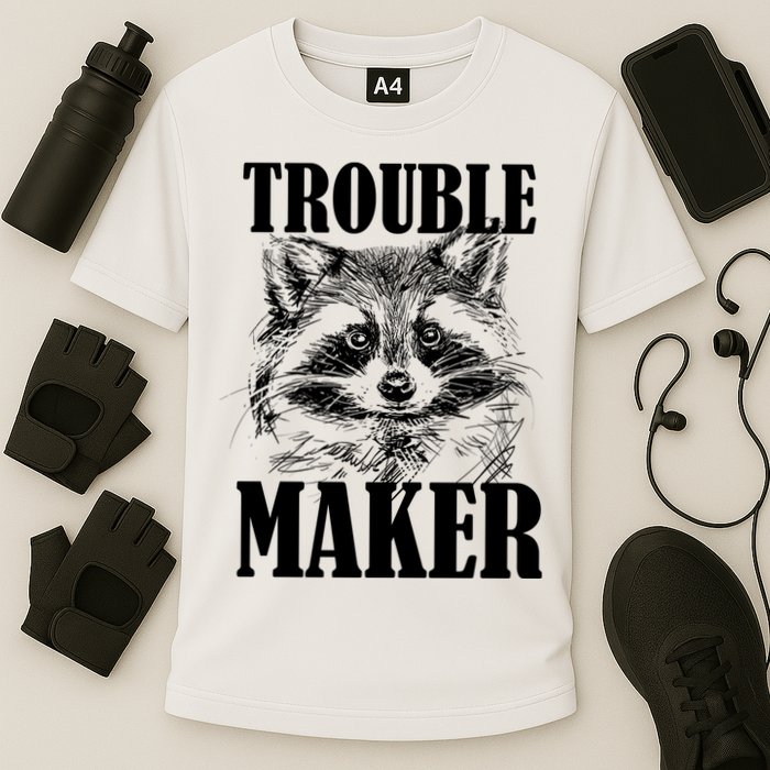 Trouble Maker Funny Raccoon Performance Shirt
