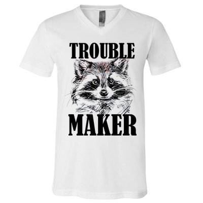 Trouble Maker Funny Raccoon V-Neck T-Shirt