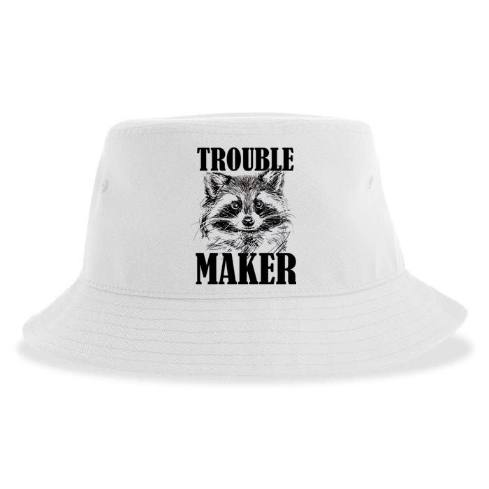 Trouble Maker Funny Raccoon Sustainable Bucket Hat