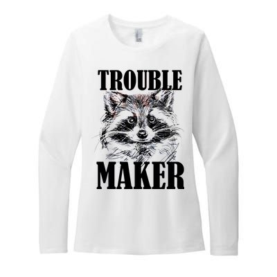 Trouble Maker Funny Raccoon Womens CVC Long Sleeve Shirt