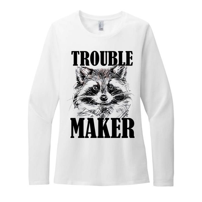 Trouble Maker Funny Raccoon Womens CVC Long Sleeve Shirt