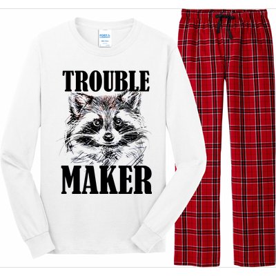 Trouble Maker Funny Raccoon Long Sleeve Pajama Set