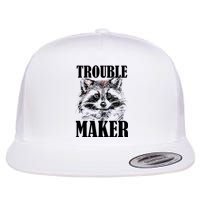 Trouble Maker Funny Raccoon Flat Bill Trucker Hat