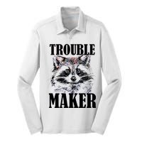 Trouble Maker Funny Raccoon Silk Touch Performance Long Sleeve Polo