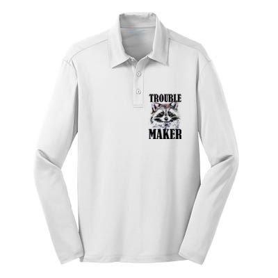 Trouble Maker Funny Raccoon Silk Touch Performance Long Sleeve Polo