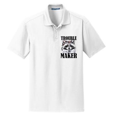 Trouble Maker Funny Raccoon Dry Zone Grid Polo