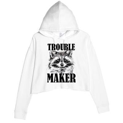 Trouble Maker Funny Raccoon Crop Fleece Hoodie