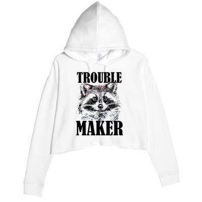 Trouble Maker Funny Raccoon Crop Fleece Hoodie