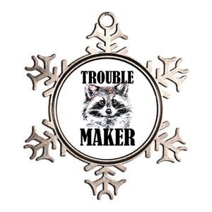 Trouble Maker Funny Raccoon Metallic Star Ornament