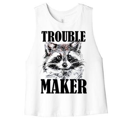 Trouble Maker Funny Raccoon Women's Racerback Cropped Tank