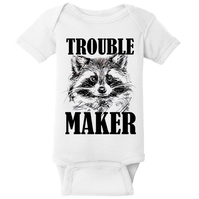 Trouble Maker Funny Raccoon Baby Bodysuit