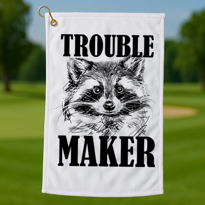 Trouble Maker Funny Raccoon Golf Towel