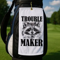 Trouble Maker Funny Raccoon Golf Towel
