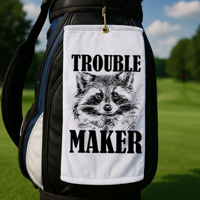Trouble Maker Funny Raccoon Golf Towel