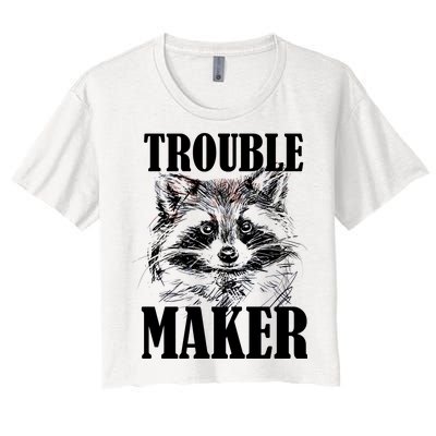 Trouble Maker Funny Raccoon Women's Crop Top Tee