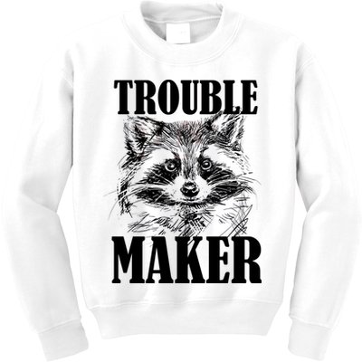 Trouble Maker Funny Raccoon Kids Sweatshirt
