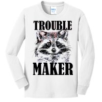 Trouble Maker Funny Raccoon Kids Long Sleeve Shirt