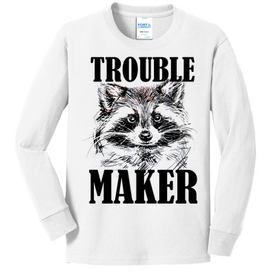 Trouble Maker Funny Raccoon Kids Long Sleeve Shirt