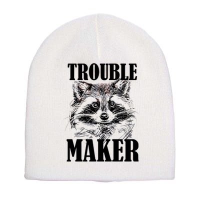 Trouble Maker Funny Raccoon Short Acrylic Beanie