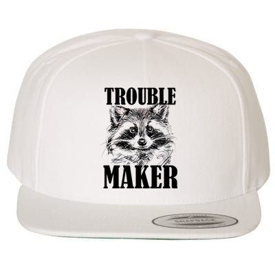 Trouble Maker Funny Raccoon Wool Snapback Cap