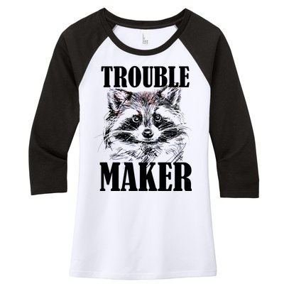 Trouble Maker Funny Raccoon Women's Tri-Blend 3/4-Sleeve Raglan Shirt