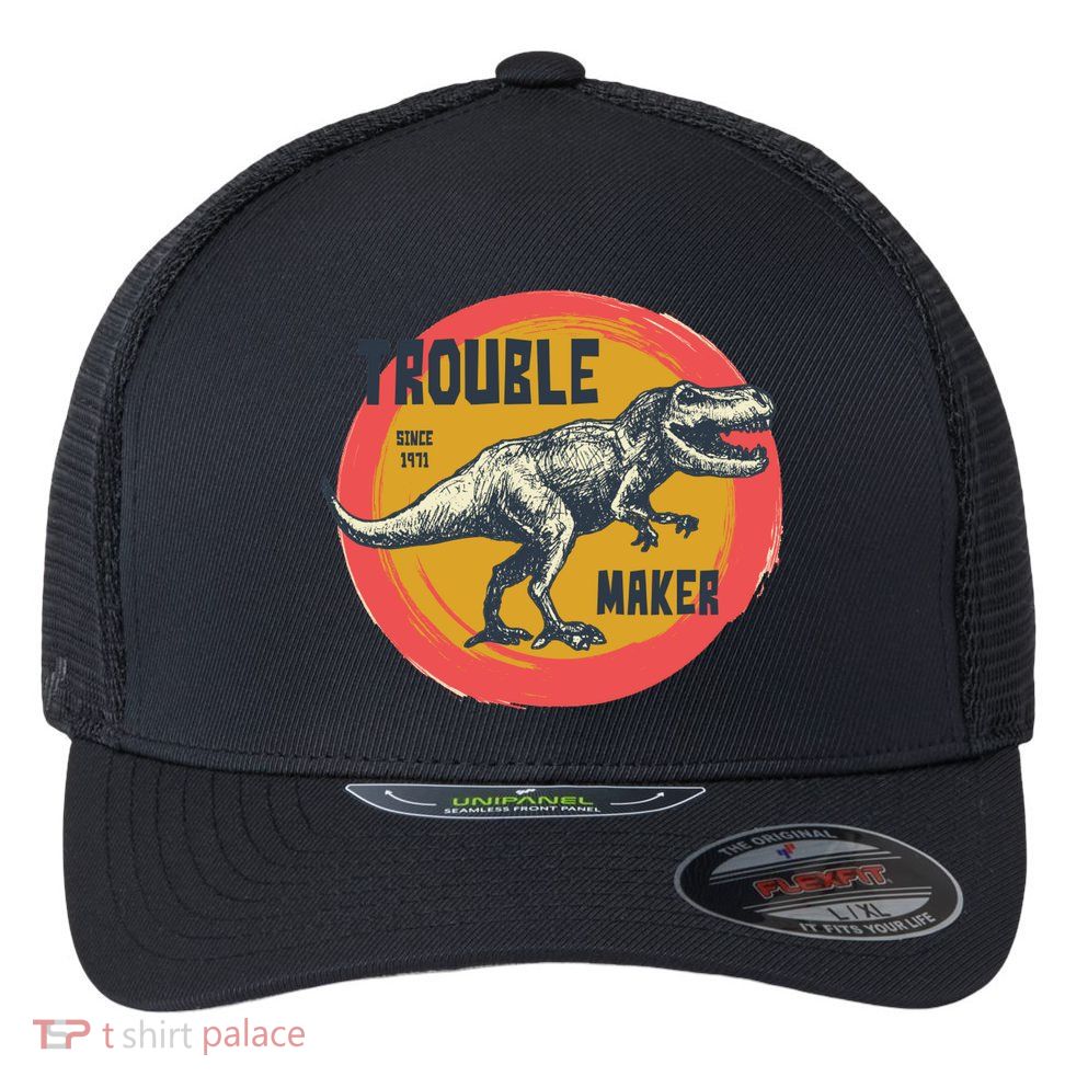 Trouble Maker T-Rex Since 1971 Flexfit Unipanel Trucker Cap