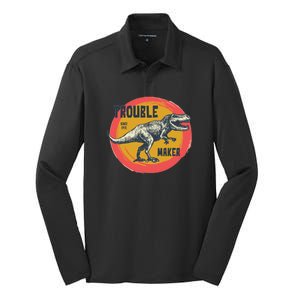 Trouble Maker T-Rex Since 1971 Silk Touch Performance Long Sleeve Polo