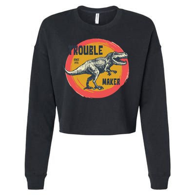 Trouble Maker T-Rex Since 1971 Cropped Pullover Crew