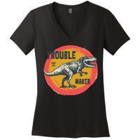 Trouble Maker T-Rex Since 1971 Women's V-Neck T-Shirt