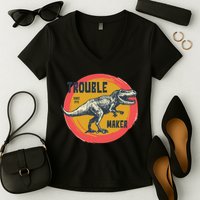 Trouble Maker T-Rex Since 1971 Women's V-Neck T-Shirt