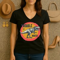 Trouble Maker T-Rex Since 1971 Women's V-Neck T-Shirt