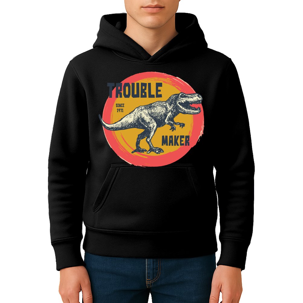 Trouble Maker T-Rex Since 1971 Kids Hoodie