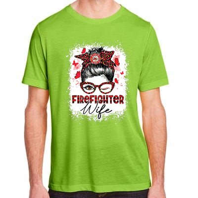 The Red Proud Firefighter Fireman Wife Messy Bun Hair Adult ChromaSoft Performance T-Shirt