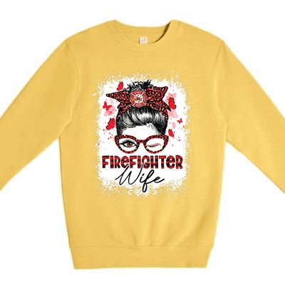 The Red Proud Firefighter Fireman Wife Messy Bun Hair Premium Crewneck Sweatshirt