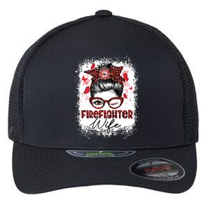 The Red Proud Firefighter Fireman Wife Messy Bun Hair Flexfit Unipanel Trucker Cap