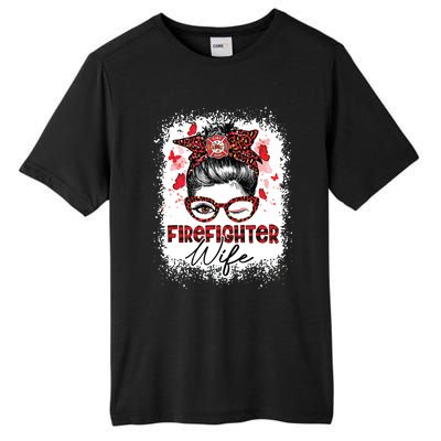 The Red Proud Firefighter Fireman Wife Messy Bun Hair Tall Fusion ChromaSoft Performance T-Shirt