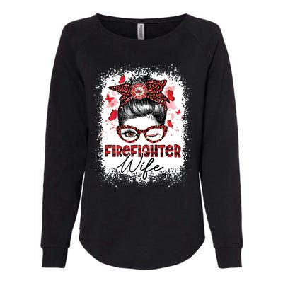 The Red Proud Firefighter Fireman Wife Messy Bun Hair Womens California Wash Sweatshirt