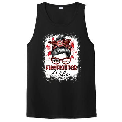 The Red Proud Firefighter Fireman Wife Messy Bun Hair PosiCharge Competitor Tank