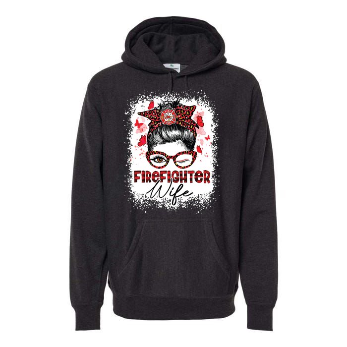 The Red Proud Firefighter Fireman Wife Messy Bun Hair Premium Hoodie