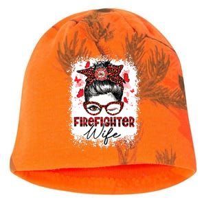 The Red Proud Firefighter Fireman Wife Messy Bun Hair Kati - Camo Knit Beanie