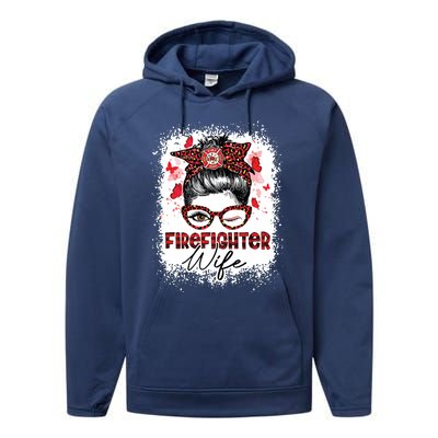 The Red Proud Firefighter Fireman Wife Messy Bun Hair Performance Fleece Hoodie